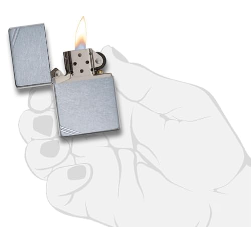 Image of Zippo Street Chrome Vintage with Slashes,Sivler, Pocket Fuel Windproof Premium Lighter (BIS Certified)