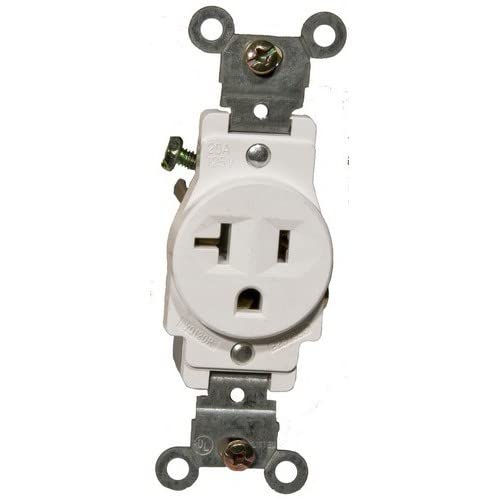 Morris 82156 Commercial Grade Single Receptacle, 20A, 125V, White, 5-20R NEMANo., 20-Pack