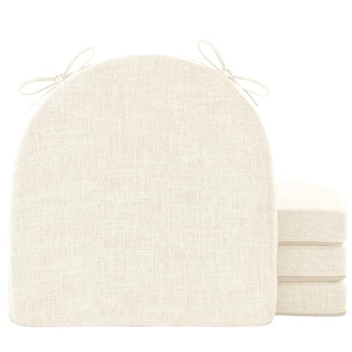 Image of IPYNBAP Chair Cushions for Dining Chairs, Kitchen Chair Cushions, 16'' x 16'' x 2'', Non Slip Indoor Seat Cushions, Chair Pads for Dining Chairs with Ties & Removable Cover, Set of 4, Beige