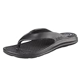 totes Men's Everywear Lightweight Waterproof Contoured Ara Flip Flop Sandal, Black, 11 US