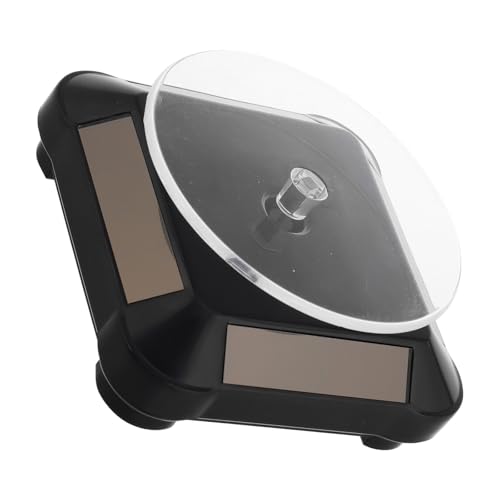 Présentoir Tournant pour Bijoux, Plateau Motorisé Solaire en ABS Noir,