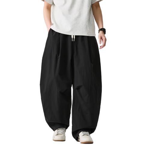 Seidarise Men's Cargo Drop Crotch Wide Leg Baggy Harem Pants Japanese Yoga