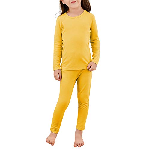 Girls Underwear Kids Thermal Underwears Toddler Winter Base Layer Long John Set Shirts Pajamas Boys X-Large (110) /4T-5T Yellow