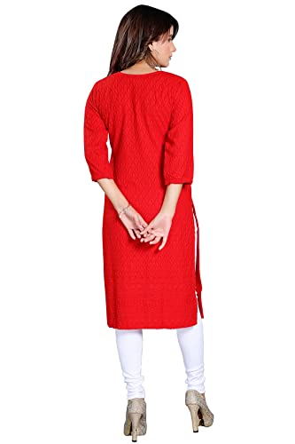 Image of DREAM & DZIRE Chikankari Kurti for Women of Cotton in Plus Size & Small Size.