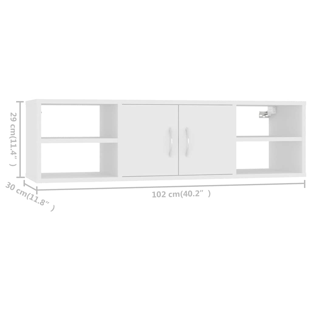 vidaXL Estantería de Pared Madera contrachapada Blanco 102x30x29 cm