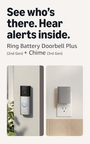 Image of Ring Battery Doorbell Plus (newest model), Nickel Silver with Chime (newest model), White