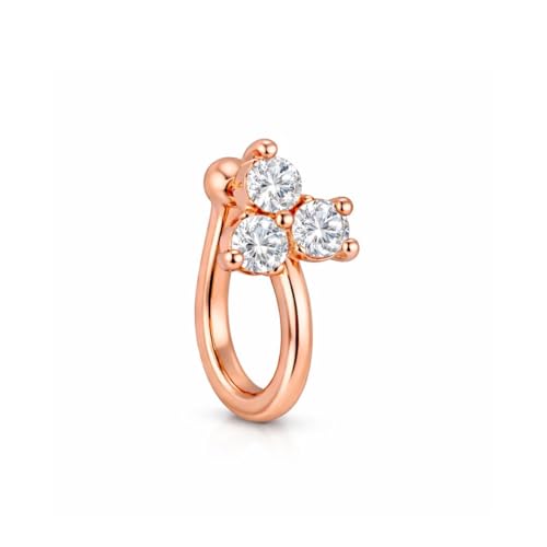 Image of Nilu's Collection Rose Gold American Diamond Non Piercing Nose Pin for Women | Elegant Flower Nose Stud | Minimal Clip-On Nose pin | Anti-Allergy | Anti-Tarnish | Office Wear | Daily Wear | office Wear | Non Piercing