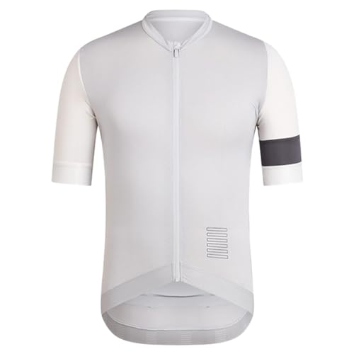 RUMAOZIA Ciclismo Jersey Hombres Manga Corta Cremallera Completa Carretera Bicicleta Jersey Verano Ciclismo Top MTB Top Transpirable Cómodo Suave Ciclismo Jersey Ciclismo Ropa, gris claro, XL
