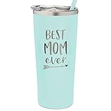 SassyCups Best Mom Ever Tumbler | 22 Ounce Engraved Mint Stainless Steel Tumbler with Lid and Straw | New Mom | Mom Tumbler | For Mom | Mom To Be | Mom Birthday | For Mom Bday