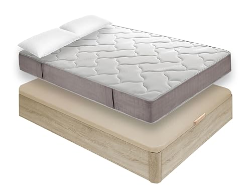 Mobelcenter, Pack Canapé y Colchón Neo Plus de 135x190 cm, Incluye Canapé de 135x190 cm en Cambrian, Colchón Viscoelástico y Protector de 135 cm y 2 Almohadas de 70 cm (P0052)