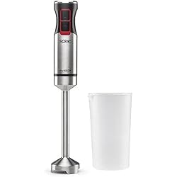 Batidora De Mano Premier Solac BA5606 Pro 1000 - Batidora de mano de 1000W, Batidora de varilla antisalpicaduras, Pica hielo, Incluye vaso medidor, Varias velocidades y función Turbo, INOX, Ergonómica, Negra, Libre de BPA