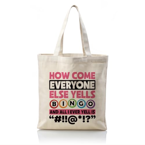 WDSXWH Funny Bingo Player Gift Bingo Canvas Tote Bag Canvas Bag for Women Bingo Dauber Bags Reusable Grocery Bags