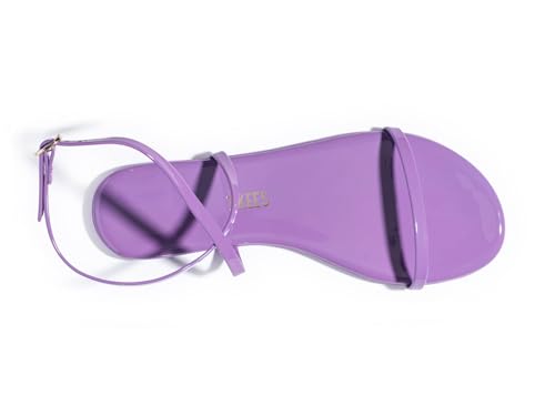 TKEES MJ Patent - Flats for Women - Rubber Outsole - Ankle Strap - Adjustable Buckle Detailing - Leather Upper Bright Lavendar 9 B - Medium2