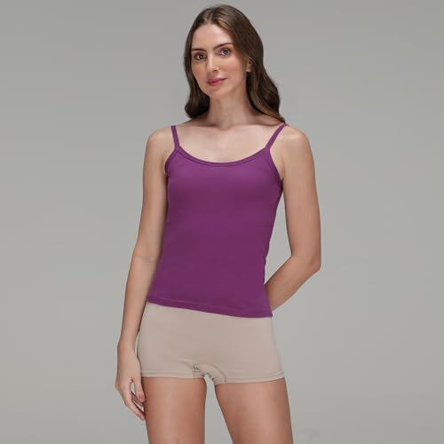 Image of Amul Comfy Pack of 3 Pure Cotton Soft Light Weight Solid Women Camisole(Assorted Colours May Vary)