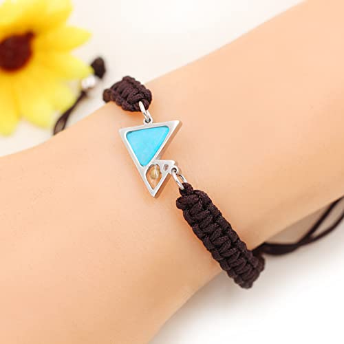 Image of Uloveido Handmade Braided Rope Bracelets with Blue Triangle Mountain Mustard Seed Charm Unisex Mountain Bracelet