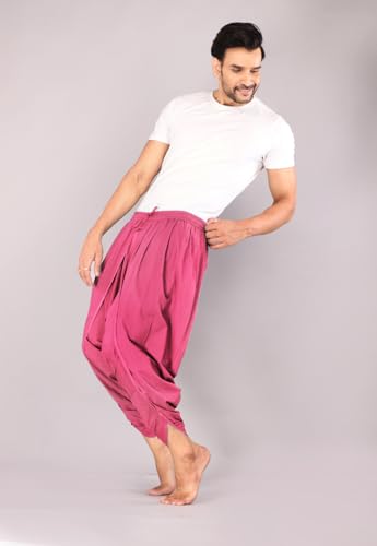 Image of Urali Men's Solid 100% Cotton Dhoti Pants - D100A