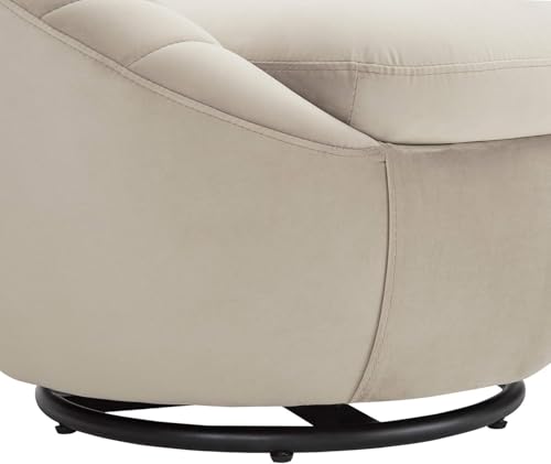 Image of Modern Accent Chair Single Seater Channel Tufted Round Shaped Fluffy Chair for Living Room, Bedroom, Apartment (Beige)