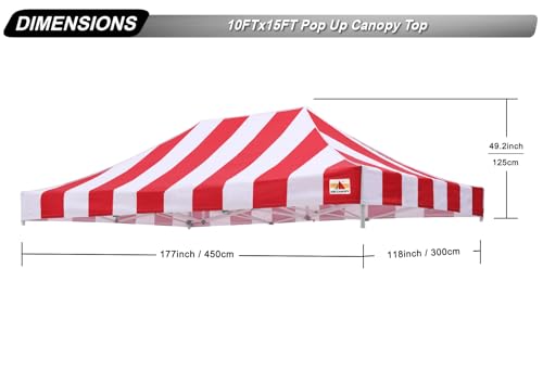 Image of ABCCANOPY Replacement Canopy Top for Pop Up Canopy Tent 10x15 Red Stripe
