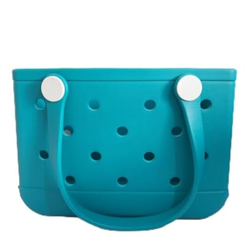 3 Sizes Rubber Beach Bag Rubber Travel Bags - Large/Medium/Small Waterproof Travel Totes Sandproof Handbag Lightweight (Peacock Green1, Small)