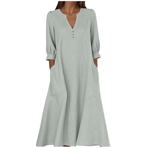 Vestidos Largos Mujeres Verano Playa Verano Elegante Casual Bohè 2026 Swing Vestido Verano Mujer Algodón Manga Corta Baratos Vestidos Baile Maxi Traje Fiesta, Luz de Ashy, XXL