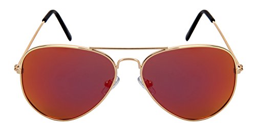 Edge I-Wear Classic Pilot Style Polarized Aviator Sunglasses for Men Women UV400 Protection Mirrored Lens ((Pack of 2) Gold Red +Gold Green, 57)3