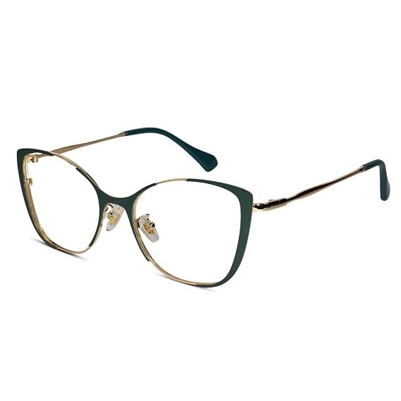 Image of LensKandy | Cat Eye Computer Glasses for Women | Zero Power Blue Light Blocking | 100% UV Protection | Medium size | For Daily works : Laptop, Mobile, Gaming, Office | LKM0002