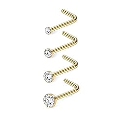 1.5/2/2.5/3mm/Clear CZ/L-Shaped/20g/Gold