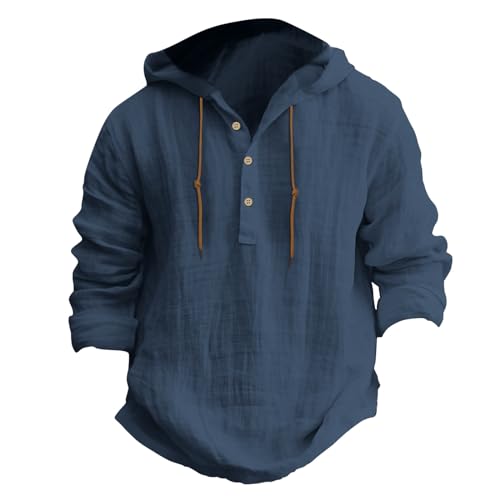 Mens Solid Color Casual Button Hooded Shirt Top Hooded Shirt Polo Shirts for Men