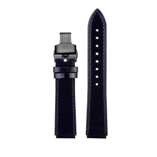 Correa de reloj cuero vintage 18 mm azul marino compatible con modelos A168, F91W y AE1200