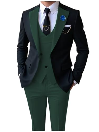 Mens Slim Fit 3 Piece Suit Wedding Tuxedo Prom Blazer Vest Pants Set Wedding