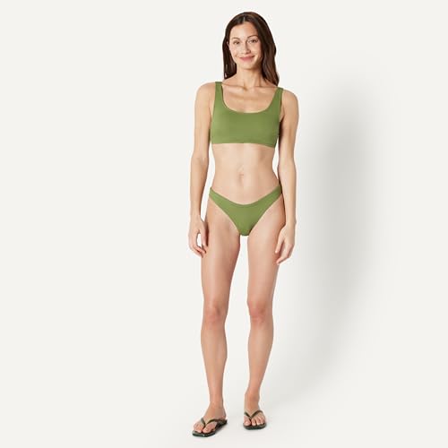 Amazon Essentials Women's High-Rise High-Leg Swim Bikini Bottom, Olive, Large - image 5