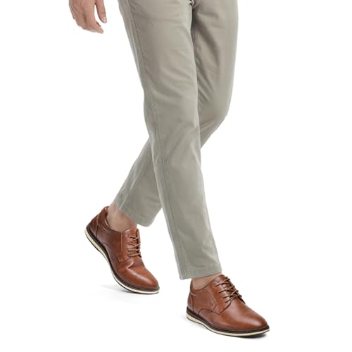 MERIDOS Men's Casual Dress Oxfords Shoes Comfort Business Sneakers Brown angle 4