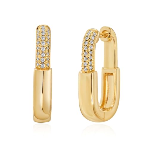 FETTERO Hoop Earrings for Women, 14K Gold Plated Lightweight Huggie Leaf Snake Bar Gold Hoops, Hypoallergenic Gold Earrings for Women Ear Piercing Jewelry