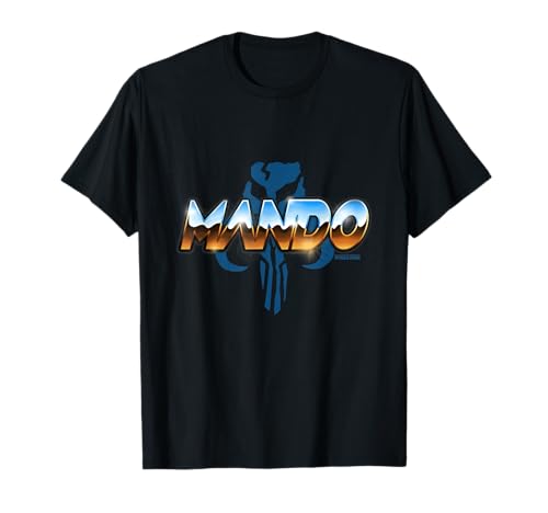 T-shirt Star Wars Mando avec logo chrome brillant pour homme en coton noir
