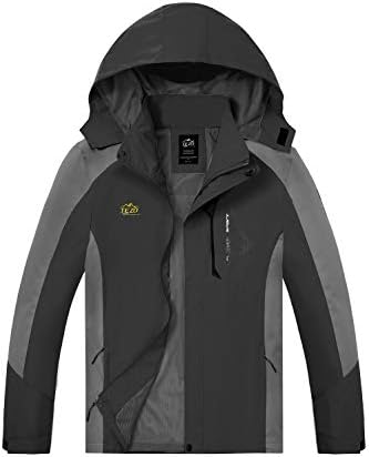 TEZO Mens Rain Jacket Waterproof with Hooded Hiking Coat Lightweight Windbreaker(BK M)