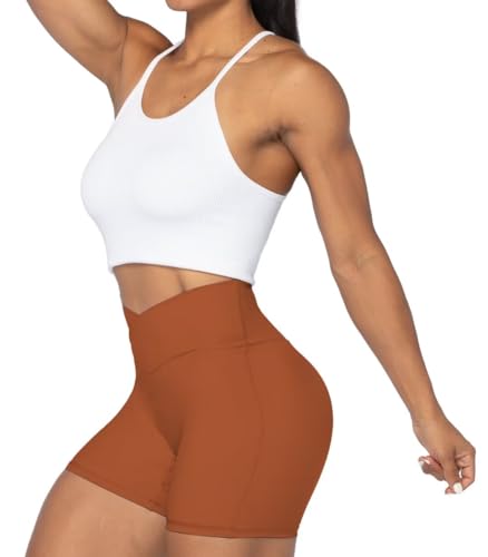 Image of Sunzel Crossover Biker Shorts for Women, No Front Seam V High Waist Yoga Workout Gym Shorts with Tummy Control | 4 Or 6-Inch Inseam, High Waisted, Tummy Control, Crossover Waist, Buttery Soft, No Front Seam, Squat Proof, Compression