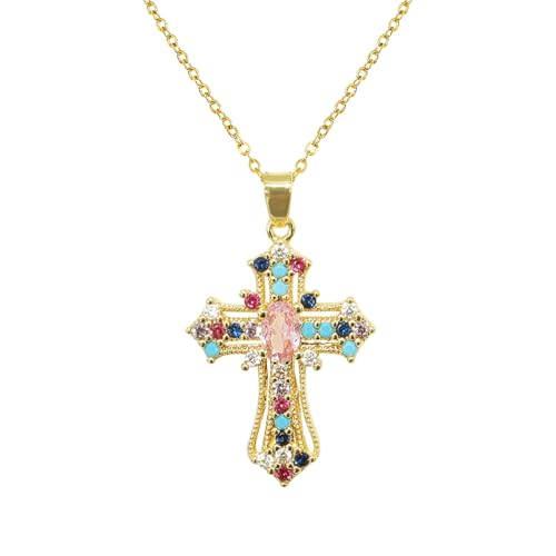 Cross Necklace for Women, Gothic Catholic Christian Costume Accessories Jewelry