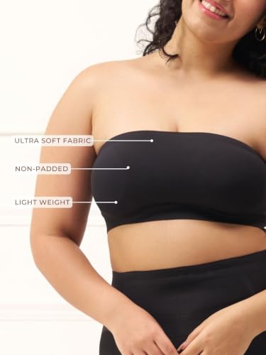 Image of UNDERNEAT Women Seamless Bandeau Bra | Strapless Non-Padded | Wireless Ligthweight and Breathable | Ideal for All Day Comfort | Anti-Slip Silicone Grip Tube Bra for Women