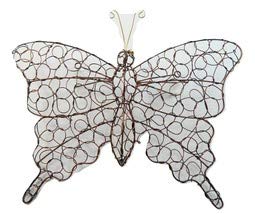 Metal Bronze Butterfly Wall Art, W38cm x H31cm x D5.5cm - Handcrafted Bronze Wire Butterfly Sculpture - Unique Home & Garden Decor- Ideal for Fences & Feature Walls - Outdoor & Indoor Wall Hanging