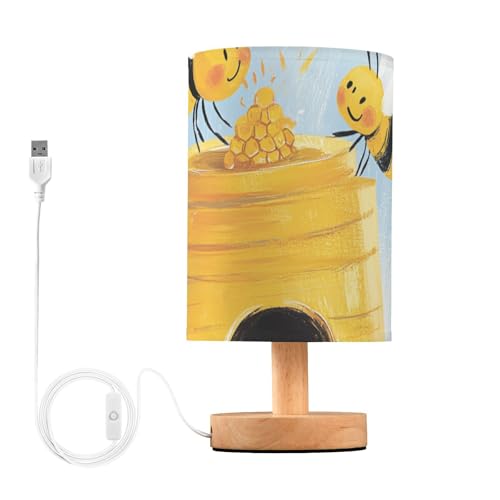 Lámpara de mesa de noche abeja con puerto USB miniatura 1