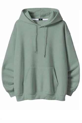 Image of SXV STYLE Hooded Pullover Solid Plain Unisex Cotton Oversized Baggy Sweatshirt Hoodie