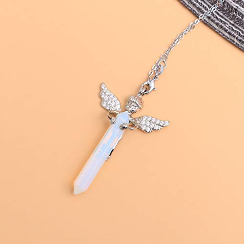 Colar Healifty Girl Angel Hexagonal com pingente de cristal natural colar de cura imitação de pedra