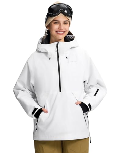 Pioneer Camp Women's Ski Jacket Snowboard Coat Warm Winter Hoodie Water Resistant Windproof Winter Sports, White,M