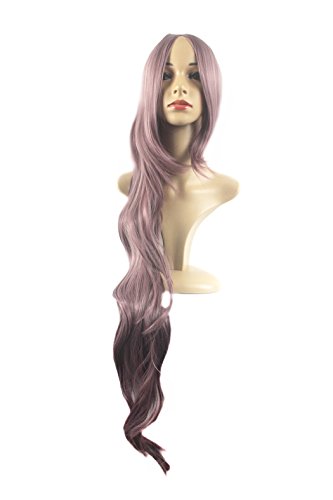 Xiaoyu Womens Natural 100cm Long Curly Hair Cosplay Wig Party Wig - Purple - Image 3