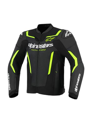 Alpinestars GP Force V2 Air Blouson de moto en cuir, noir/néon/jaune, 56