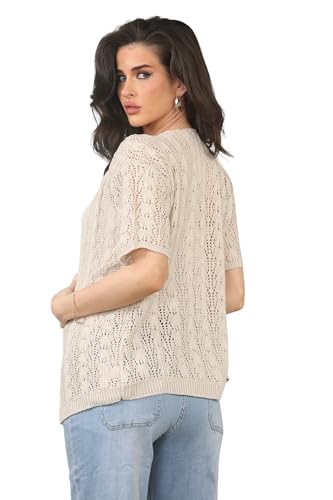Image of Loxdonz Women's Short Sleeve Cropped Cardigan Sweaters Open Front Bolero Short Shrugs for Women