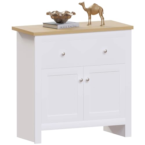 Vida Designs Arlington Buffet Table de Buffet, Armoire en Bois d'ingénierie (Blanc et chêne, 2 tiroirs et 2 Portes)
