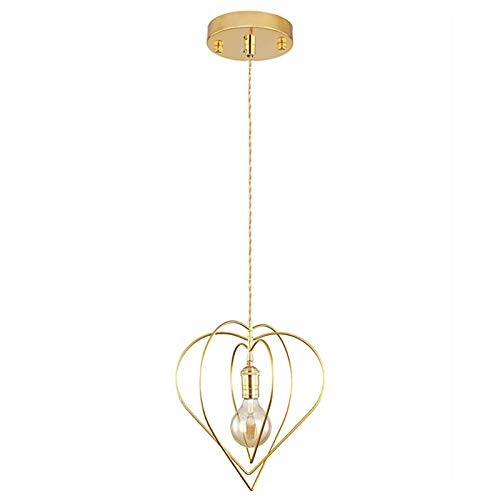Momolaa Coeur en métal pendentif lumière moderne nordique coeur tournant lustre en forme de coeur d'éclairage pour salon, salle à manger, cuisine, salle de...