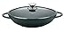 Cheffinger Wok Poêle Wok Woktopf Induction 36cm Fonte D'Aluminium avec Couvercle Poêle à Frire Marmorbeschichtung Silikongriffe