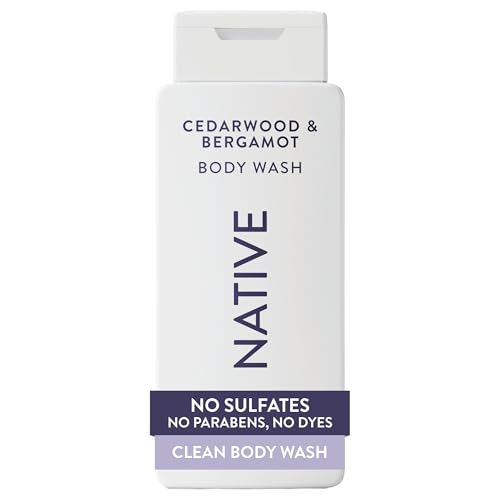 Image of Native Clean Body Wash, Gentle & pH-balanced for Sensitive Skin, 24-Hr Freshness for Men & Women, Vegan & Cruelty-Free, Free of Sulfates & Parabens, Cedarwood & Bergamot, 18 fl oz